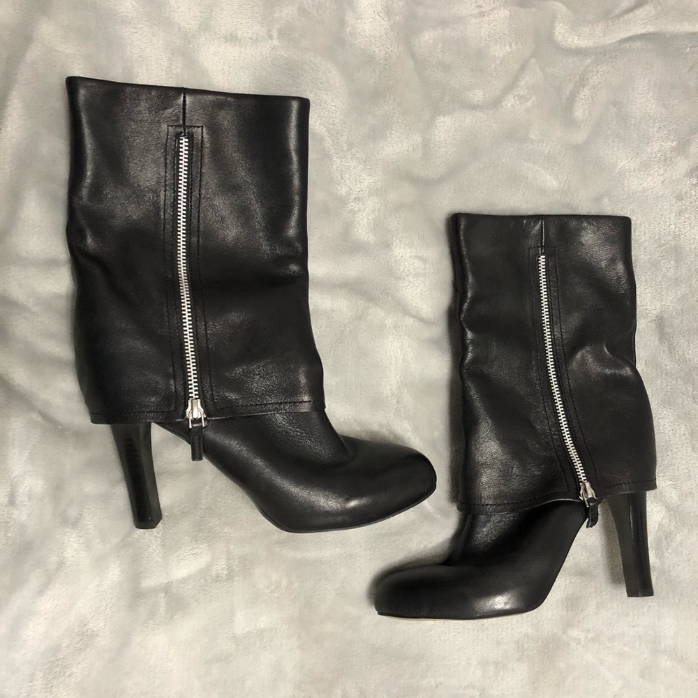 Franco Sarto “A-Lady” Black Leather Boots 7.5
